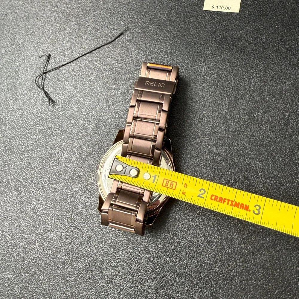 MSRP $110 Relic by Fossil ZR77312 Mens‎ Rylan Diamond Accent Brown Watch New Ba